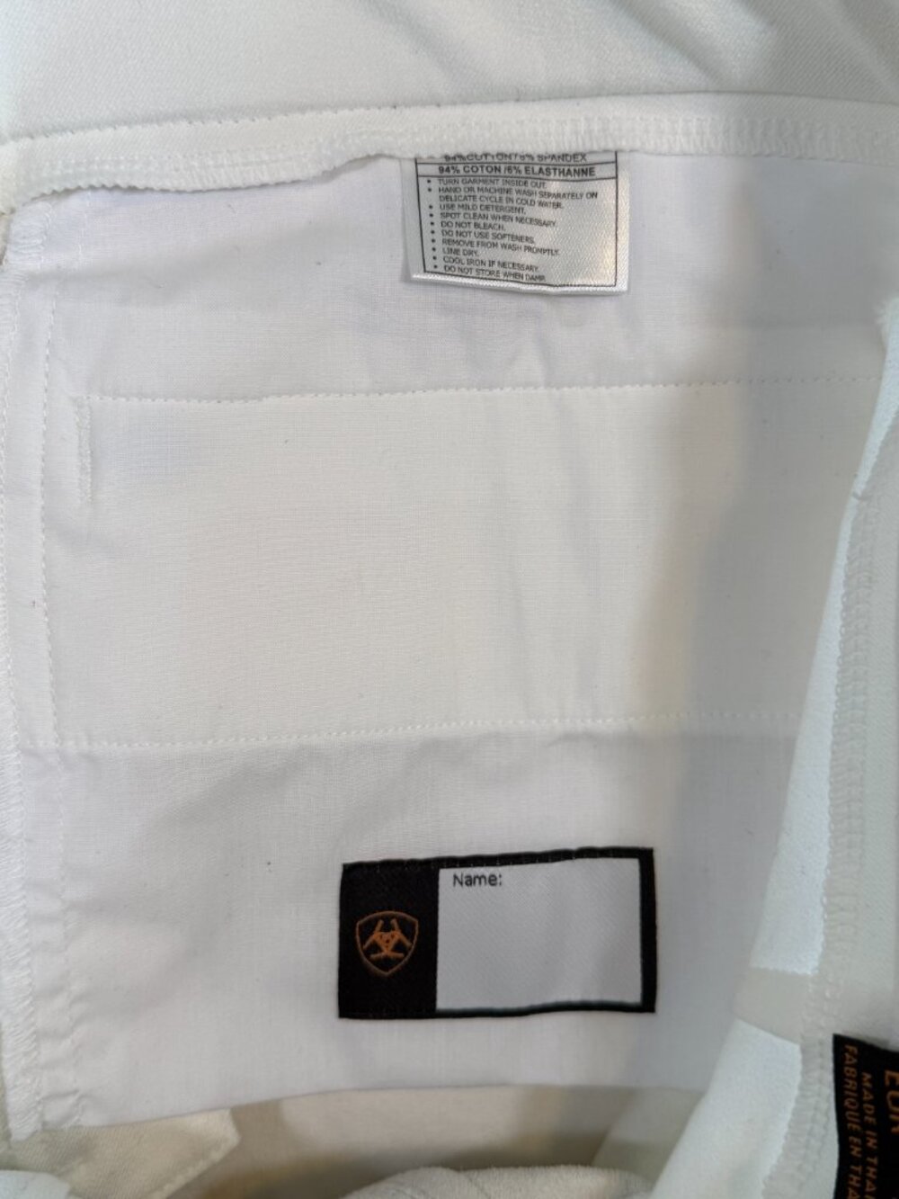 NWT ARIAT Fairfax Full Seat Equestrian Riding Breeches White 36R - Picture 14 of 15